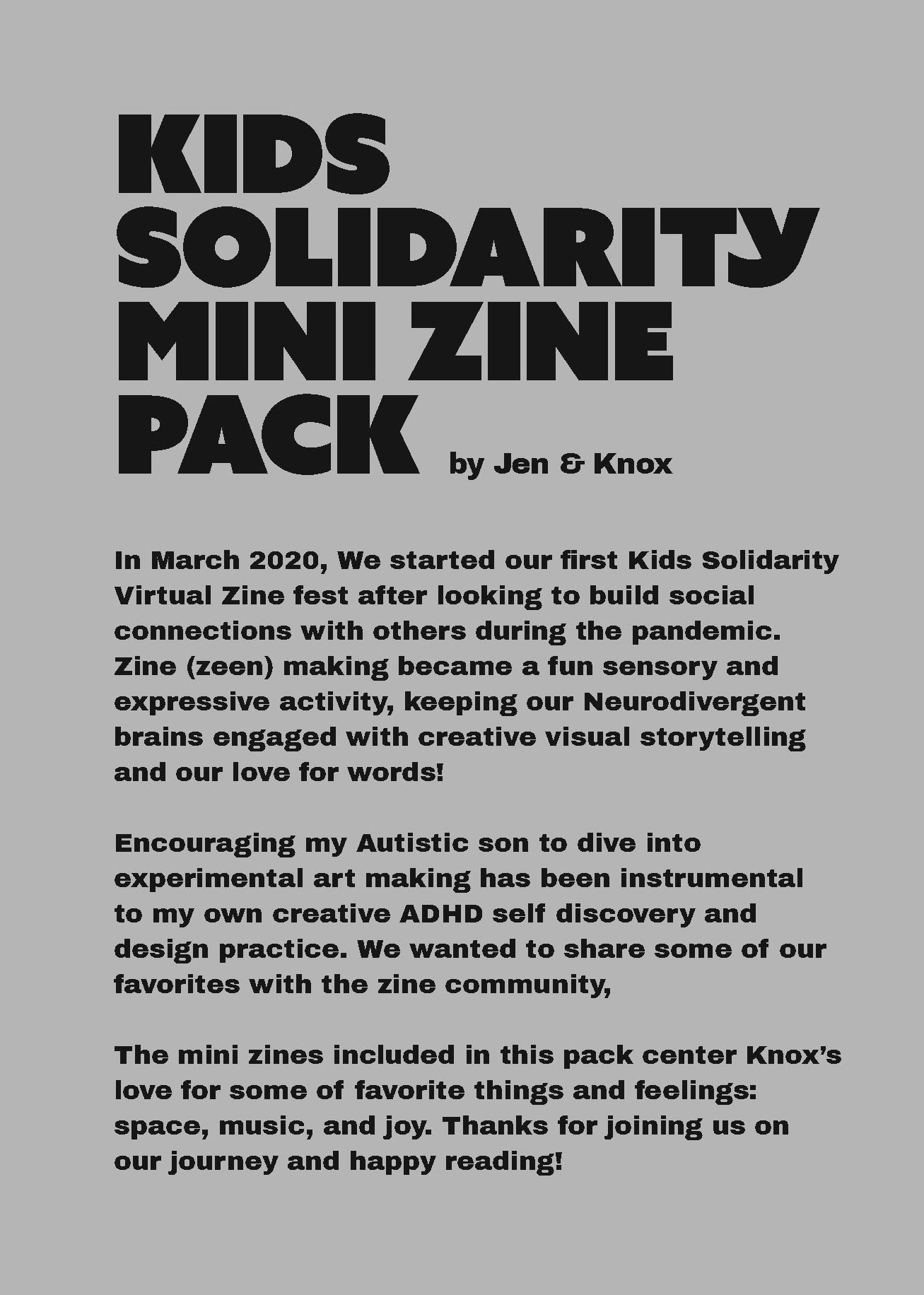 Kids Solidarity Mini Zine Pack | JEN WHITE JOHNSON